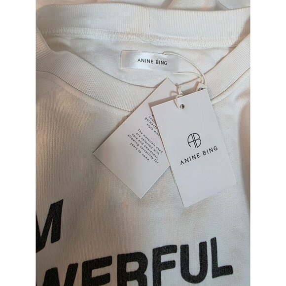 Anine Bing NWT Ramona Empowerment Sweatshirt Pullover Crew White Black Small - Picture 4 of 7